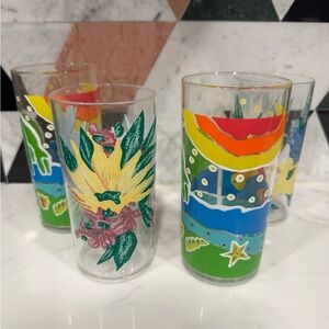 Set of 4 Colorful Tropical Printed Plastic Tumblers